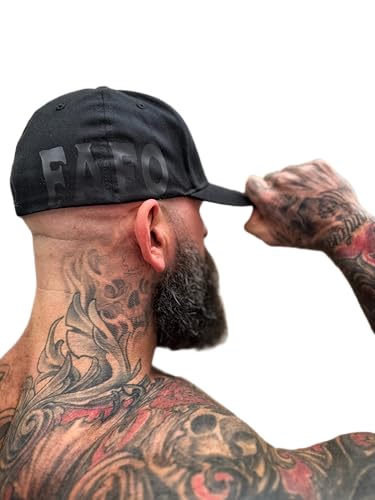 The Drive Clothing FAFO Hat for Men & Women | Funny Offensive Fitted Baseball Cap | Cotton Blend Stretch Fit Cap | Bold Statement Urban Casual Headwear | Black ON Black