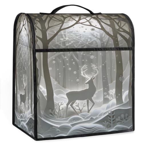 Coffee Maker Cover Winter Deer Kitchen Appliance Covers Small Appliance Covers Blender Cover Juicer Cover Dust Covers for Kitchen Appliances with Top Handle and Pockets,Washable,B939