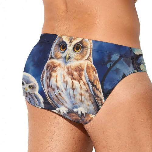 Owl Mama and Little Men's Swim Briefs Sexy Bikini Swimsuit Beach Shorts Underwear Low Waist3
