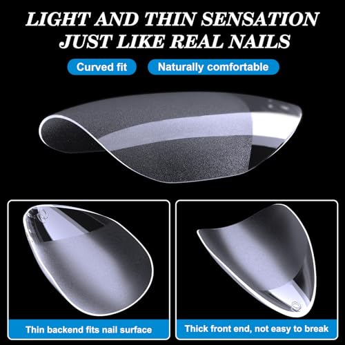 Short Almond Nail Tips, 360Pcs Soft Gel Full Cover Nail Tips for Soak off Nail Extensions, Half Matte Clear False Gel Nail Tips for Nail Salons and DIY Nail Art, 15 Sizes - Image 5