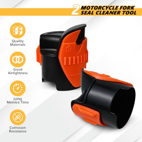 Image of 2PCS Motorcycle Fork Seal Cleaner Tool, Front Fork Seal Clean Tool, Universal Cleaning Shock Repairing Absorber Tool for 45mm-55mm, Dirt Bike Motorcycle Accessories (Orange)