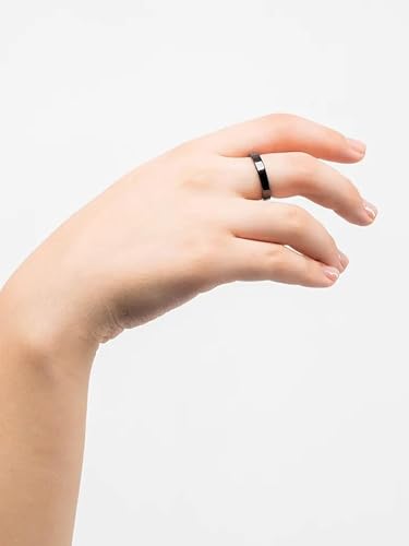 Anel Preto Tungstênio 4mm Unissex Tucum Black Lgbt Quadrado Fino Namoro Amizade Compromisso Social (