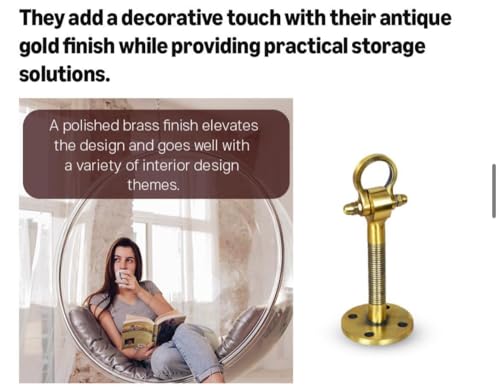 Image of Ceiling Hooks for Hanging Zula for Home Punching Bag Hanger with Anchor Bolt Fasteners Suitbale for Hammock Swing (Golden Kada 1Pc, 6 Inch-Golden-1Pc) Weight Capacity 1000 Kg