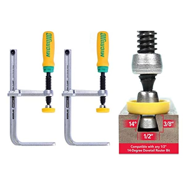MICROJIG GRR-Ripper DVC-538K2 - Abrazaderas de cola de milano, color amarillo/verde