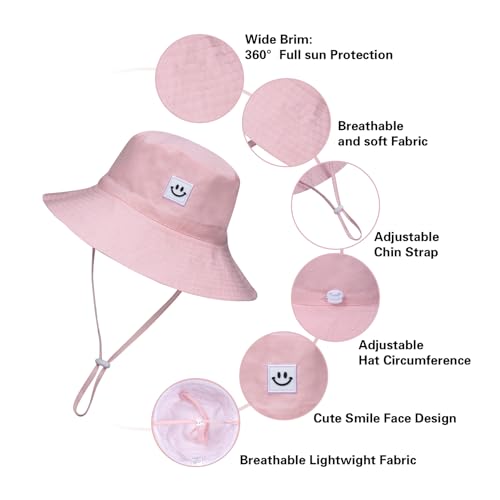 Image of MaxNova Baby Sun Hat Smile Face UPF 50+ Toddler Bucket Hat for Boys Girls 0-7 Years
