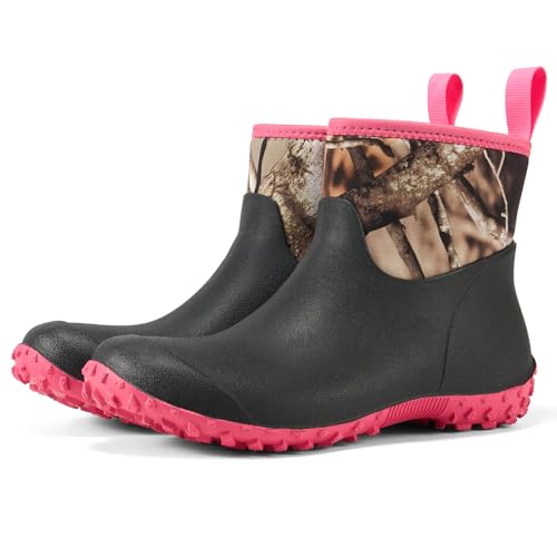 HISEA Women's Waterproof Rubber Ankle Rain Boots