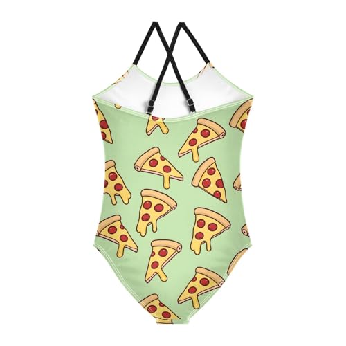 Pizza Pattern Girls Swimsuits Quick Dry Crossback One Piece Beach Swimwear Bathing Suit2