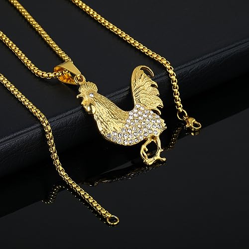 Rooster Necklace for Men, Hip Hop Rooster Cock Necklace, Norse Viking Rooster Pendant Necklace with 23.6"Chain4