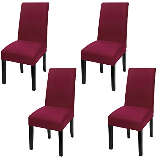 Fuloon 4 Pack Super Fit Stretch Removable Washable Short Dining Chair Protector Cover Seat Slipcover for Hotel, Dining Room, Ceremony, Banquet Wedding Party