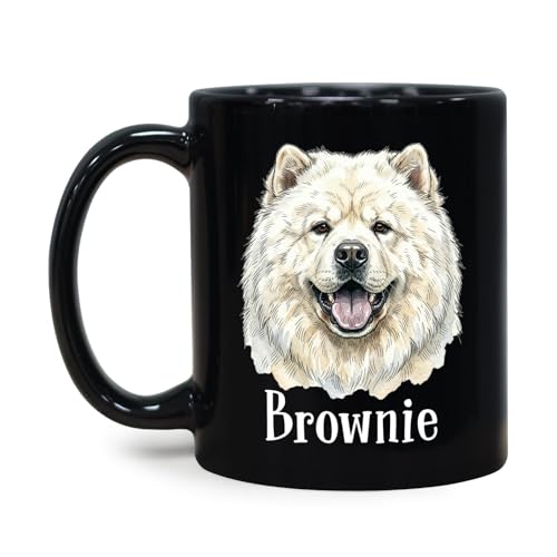 Custom White Chow Chow Lover Ceramic Cup, Dog Face Black Coffee Mug 11 Oz 15 Oz, Personalized White Chow Chow Face Teacup With Name, Puppy Lover Coffee Cup Gifts For Pet Dad Pet Mom, Dog Owner Mug