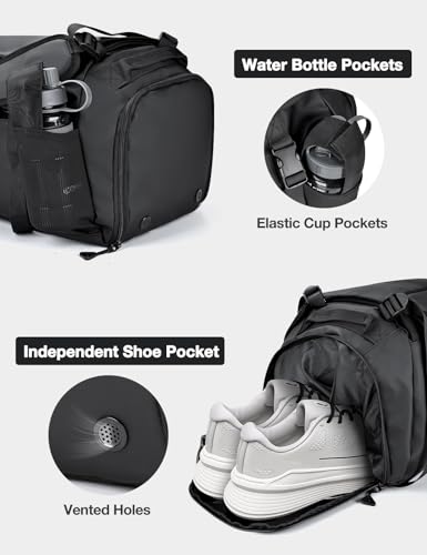 Gym Bag for Men Convertible Large-Capacity Gym Backpack, Water-Resistant Travel Duffel with Shoe Compartment, Quick Access Pockets & Adjustable Straps - Image 5
