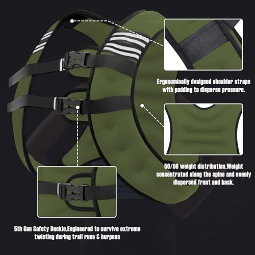 Image of NATURELUX Weighted Vest Men or Women - 5 /10 /15 /20 /25 /30lbs Weights with Reflective Stripe, Weighted Vest for Workout Equipment for Strength Training Running - Walking Weight Loss