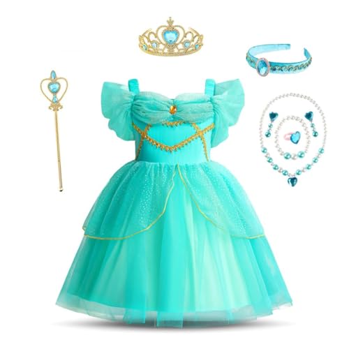 Lito Angels Disfraz de Princesa Jasmine Vestido Tul con Diadema y Accesorios para Niñas Pequeñas Talla 12-18 meses