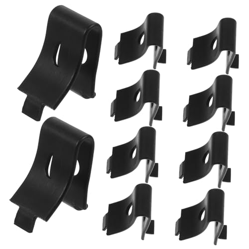 10 soportes de partición de acero inoxidable para perchero, soportes de andamio para estantes, soportes para estantes, clips de estante resistentes, clips de estantes, color negro HOMSFOU