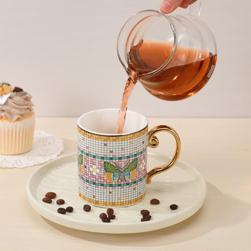 Set de 2 tazas de café de cerámica con diseño butterfly miniatura 5