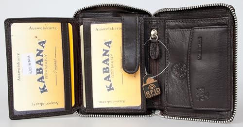 Brown Metal Zipper (Zip-around) Black Leather Wallet Kabana4