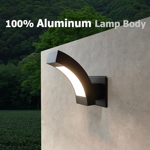 Outdoor Wall Light, Modern LED Exterior Wall Sconce,Black, 3000K Warm White - image 3