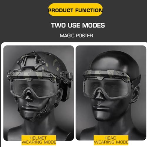 Lunettes tactiques fendues double fixation tete et casque militaire - 3