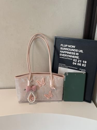 Women's 3D Butterfly Double Handle Shoulder Handbags Knot Strap Square Underarm Bags Cute Purses4