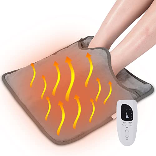 Chauffe Pied Electrique,Douthfolle Chauffe Pieds Coussin Chauffant Pieds pour Pied, Taille Arrière,Abdomen,Lit,Chauffe Pieds Electrique avec 4 Niveaux de Minuterie et 6 Réglages de Température Cover