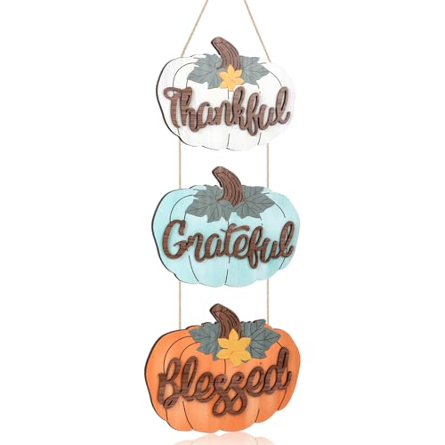 CHDITB 3D Fall Wall Pediments, Thanksgiving Pumpkin Shaped Wooden...