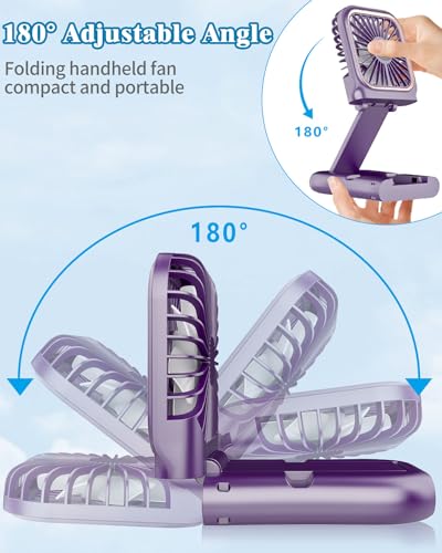 Portable Fan Rechargeable,Personal Fan Handheld Fan,180°Foldable Cooling Fan Mini Desk Fans Small Quiet Table Fan,Battery Operated Fan USB Small Fans as Lash Fan/Eyelash Fan for Womens Girls