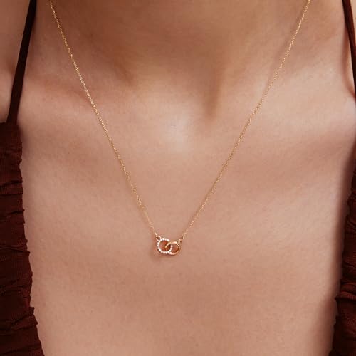 Gelin Diamond Interlocking Circle Necklace for Women4
