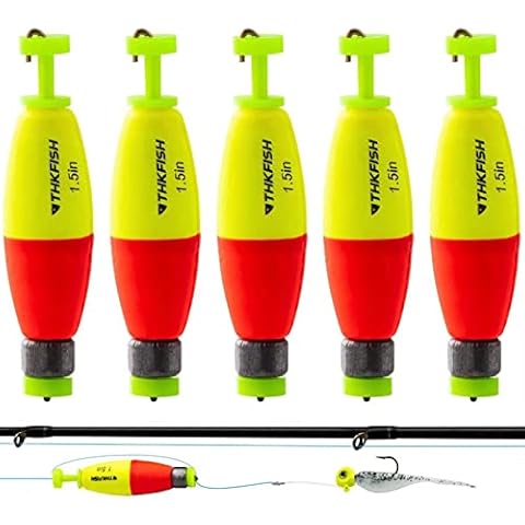 THKFISH Fishing Bobbers 5PCS EVA Foam Floats Red/Yellow Snap-On Spring Fishing Buoy Weighted Snag On Cigar Float for Crappie 1.5in Cover