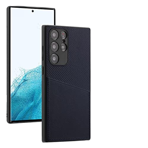 Protezione del telefono Custodia in vera pelle Compatible con Samsung Galaxy S22 Ultra 5G con porta carte di credito protettiva antiurto compatibile con S22 5G