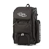 Boombah Rolling Catchers Superpack 2.0 Baseball/Softball Gear Bag - 23-1/2' x 13-1/2' x 9-1/2' - Black - Telescopic Handle - Holds 4 Bats - Wheeled Version