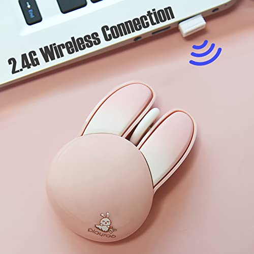 Lomiluskr Cute Bunny Wireless Mouse, Lightweight Soundless Mouse, 2.4G Wireless Mice, Candy Colors, Kawaii Rabbit Mouse For Girls And Kids (Yellow Bunny) #TOP2