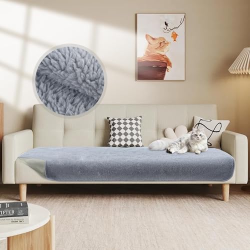 Votoko Sofabezug 1 2 3 4 Sitzer, Waschbare Couch Überzug, Sofaschoner rutschfest, Sofabezug l Form, Rechteckig Sofadecken für Sitzfläche, Universelle Sofa Überzug(Grau, 70x150cm)