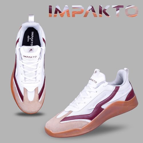 Image of Impakto para X Court Men's Sneakers | Lightweight & Cushioned Insole | Lace-Up Shoes for Casual Outings,Walking & Gym | Anti-Skid Rubber Sole for Non-Marking Activity