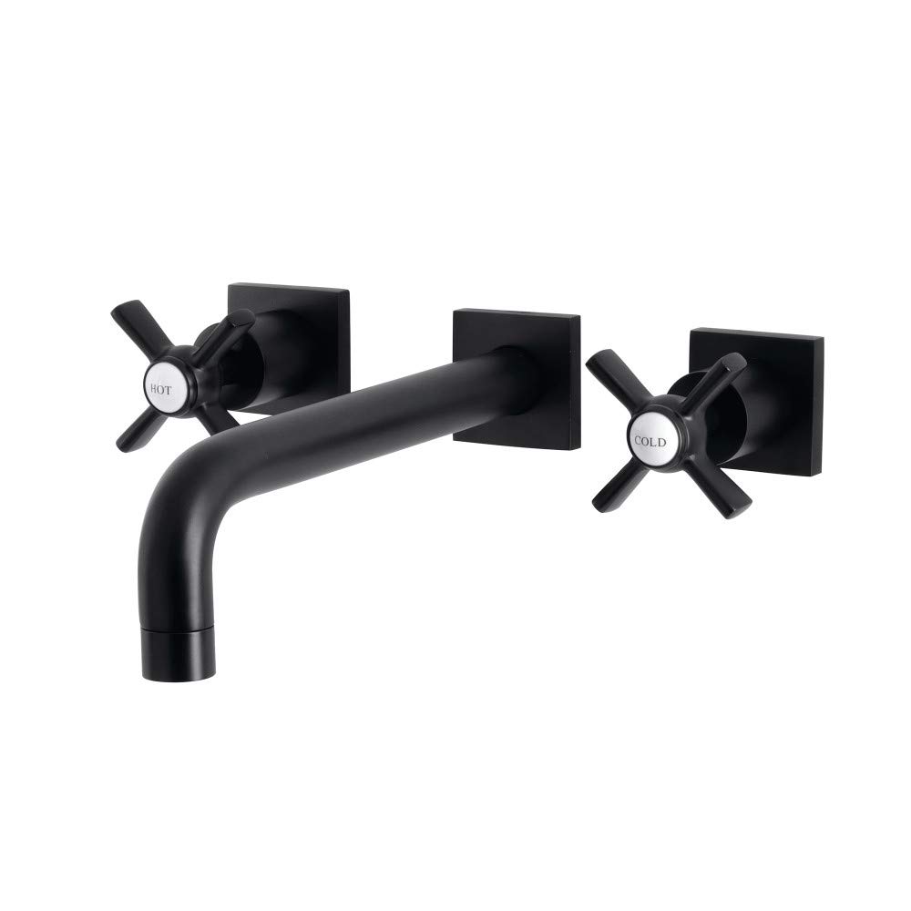 Robinet de baignoire Kingston Brass KS6020ZX noir mat avec poignées croisillons