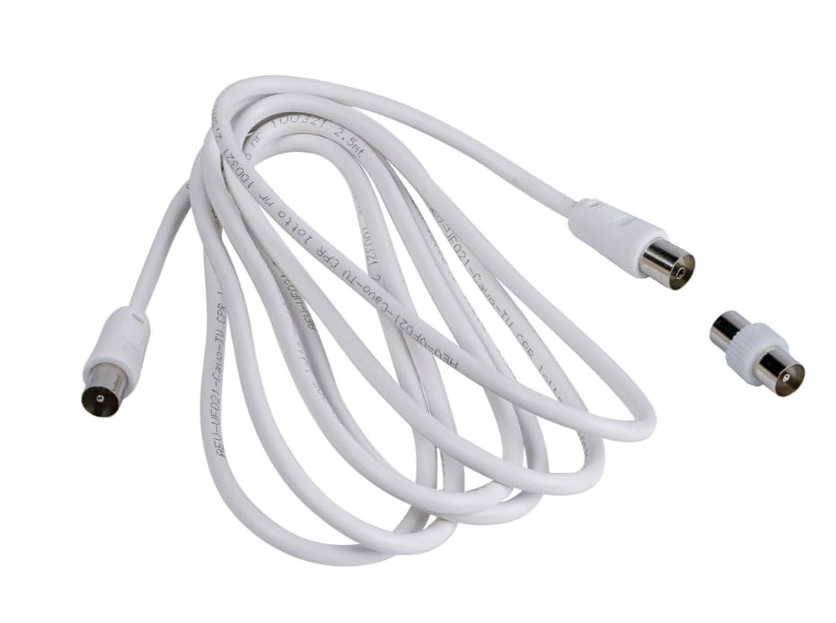 Saraoriginalshop Cavo Antenna TV Prolunga Coassiale 4K Ultra HD UHD 1080p HDTV Full HD - Presa TV Analogica Digitale M/M con Adattatore Femmina - Disponibile in 3 Misure (2 Metri)