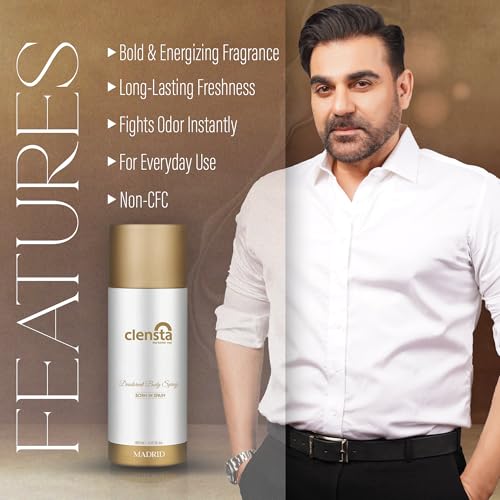 Image of Clensta Madrid Deodorant for Men 150ml Pack of 2 Body Spray Long Lasting | All Day Freshness | Born in Spain