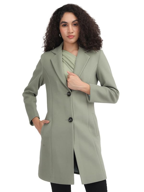 Image of PLAGG Women's Notched Lapel Long Overcoat