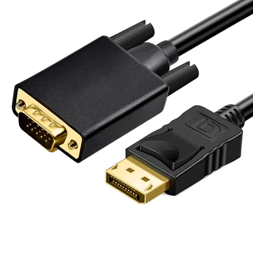 HDXH DisplayPort to VGA Cable,Display Port of Computer/Laptop to VGA, DP Male to VGA Male Cable 1080P for Desktop,PC,Projector etc(1.8M,Not Bidirectional)