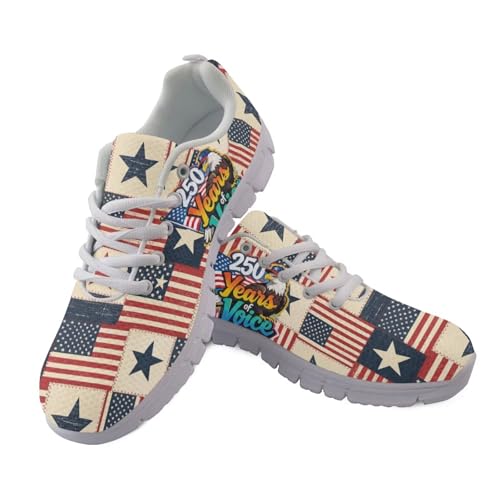 Image of Jeiento American Flag Shoes Men's Fashion Sneaker Sports Running Shoes Causal Travel Walking Flat Shoe Breathable