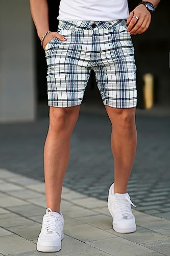 Image of GINGTTO Mens Slim Fit Shorts Stretch Tapered Leg Skinny Chinos 5 inch 7 inch