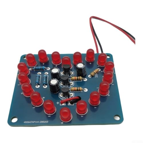 Startbuymore Componentes de bricolaje Lámpara de corazón intermitente LED Circuito analógico Circuito para principiantes Montaje DIY Kit LED en forma de corazón Apto para principiantes (B)