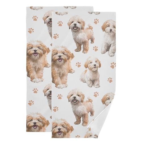 Toalla de gimnasio y baño absorbente con estampado de Yorkshire Terrier, pack de 2 2