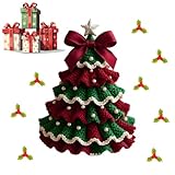 リスマスツリー 編み物 初心者 キット 手作り DIY かぎ編み キット 屋内 ミニチュア デスクトップ装飾 ミニクリスマスツリー 卓上 ホームデコレーション DIY 材料 クリスマス ギフト (レッド&グリーン)