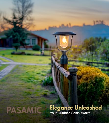 Solar Lamp Post Light, 3000K Dusk to Dawn Aluminum Solar Lamp Post with Pier Mount Base, Solar Post Lights Outdoor Waterproof, Decorative Lamp for Garden, Patio, Landscape Pole Pillar
