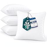 Cuscini per Divano 45x45 Imbottitura Cuscini 4 pezzi Interno Decorativi Quadrati Morbidi con Federe in Microfibra Bianca Anallergici Antiacaro Arredo Casa Salotto Letto Lavabili
