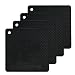 Lucky Plus Silicone Pot Mat for Countertop Trivet Pads Heat Resistant Table Placemats 4 Pack,Size:7.5x7.5 Inch, Color: Black, Shape:Square