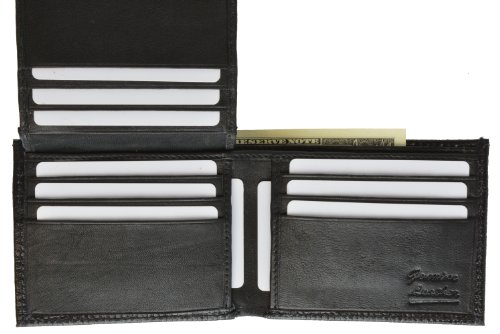 MARSHAL Ostrich Print Cowhide Leather Bifold Wallet with Flip Id window & Credit card Slots4