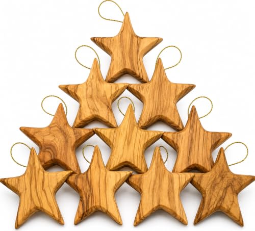 Zuluf Set of 10 Olive Wood Star Ornaments from...