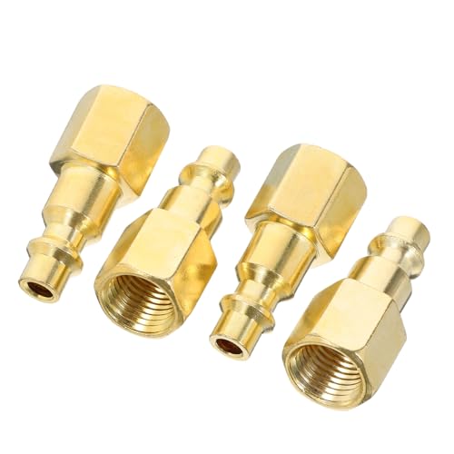 SOLUSTRE Long-lasting Metal Steel Threaded Air Fitting 4pcs Air Tool Quick Coupler 1/4npt Swivel Air Plug for Air Compressors and Pneumatic Tools