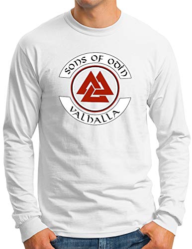T-shirt manches longues OM3 imprimé Valknut blanc coupe homme XXL